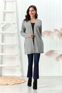 Cable-Knit Open Front Long Sleeve Cardigan (multiple color options)