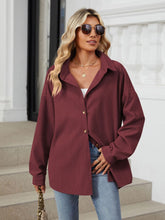 Load image into Gallery viewer, Collared Neck Long Sleeve Dropped Shoulder Shirt (multiple color options)
