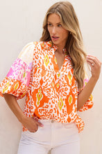 Load image into Gallery viewer, Printed Notched Half Sleeve Blouse
