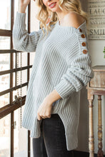 Load image into Gallery viewer, Side Slit Boat Neck Long Sleeve Sweater
