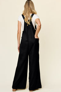 Texture Wide Strap Wide Leg Overall