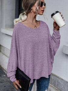 Double Tie Drop Shoulder Long Sleeve Top (multiple color options)