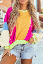 Load image into Gallery viewer, Color Block Round Neck Long Sleeve Top (multiple color options)
