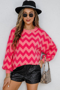 Chevron Lantern Sleeve Tunic Sweater (multiple color options)