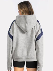 Contrast Dropped Shoulder Long Sleeve Hoodie (multiple color options)