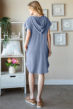 Load image into Gallery viewer, Ribbed Short Sleeve Hooded Dress
