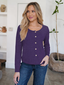 Button Up Round Neck Long Sleeve Cardigan (multiple color options)