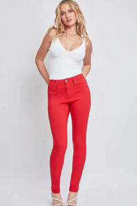 Hyperstretch Mid-Rise Skinny Jean in Ruby Red