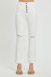 Risen High Rise Button Fly Straight Ankle Jeans