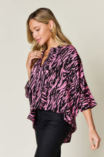 Load image into Gallery viewer, Printed Notched Three-Quarter Sleeve Blouse
