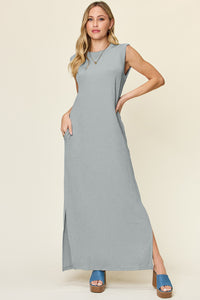 Texture Mock Neck Sleeveless Maxi Dress (multiple color options)