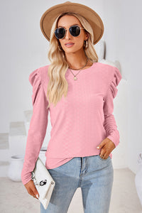 Round Neck Puff Sleeve Top (multiple color options)