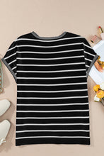 Load image into Gallery viewer, Striped Round Neck Cap Sleeve Knit Top (multiple color options)
