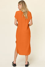 Load image into Gallery viewer, Round Neck Short Sleeve Slit Dress (2 color options)
