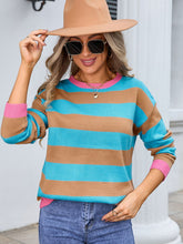 Load image into Gallery viewer, Striped Round Neck Dropped Shoulder Sweater (multiple color options)
