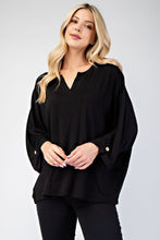 Load image into Gallery viewer, Notched Three-Quarter Sleeve Blouse
