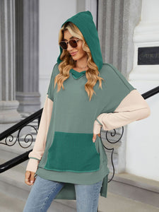 Contrast Hooded Long Sleeve Top (multiple color options)