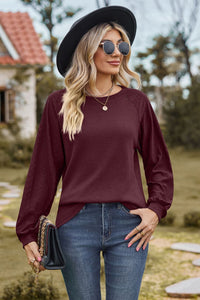 Round Neck Raglan Sleeve Top (multiple color options)