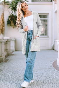 Pocketed Open Front Long Sleeve Cardigan (2 color options)