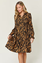 Load image into Gallery viewer, Printed Ruffle Hem Long Sleeve Dress
