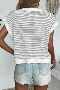 Striped Round Neck Cap Sleeve Sweater (multiple color options)