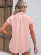 Load image into Gallery viewer, Button Up Collared Neck Short Sleeve Top (multiple color options)
