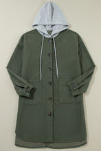 Load image into Gallery viewer, Drawstring Button Up Long Sleeve Hooded Jacket (2 color options)
