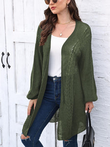 Cable-Knit Open Front Long Sleeve Cardigan (multiple color options)