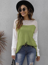 Load image into Gallery viewer, Color Block Round Neck Sweater (multiple color options)
