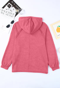 Exposed Seam Zip Up Long Sleeve Drawstring Hoodie (multiple color options)