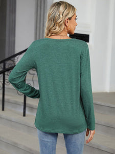 Notched Long Sleeve Top (multiple color options)