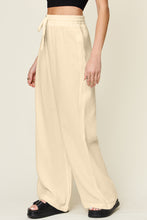 Load image into Gallery viewer, Texture Drawstring Wide Leg Pants (multiple color options)
