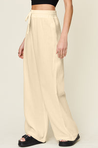 Texture Drawstring Wide Leg Pants (multiple color options)