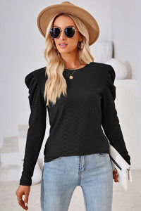 Round Neck Puff Sleeve Top (multiple color options)