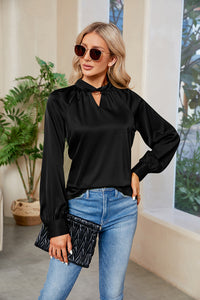 Cutout Mock Neck Long Sleeve Top (multiple color options)