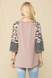 Color Block Printed Round Neck T-Shirt
