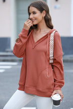 Load image into Gallery viewer, Exposed Seam V-Neck Drawstring Hoodie (multiple color options)
