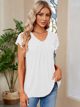 Load image into Gallery viewer, Ruched V-Neck Short Sleeve Top  (multiple color options)
