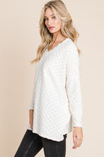 Load image into Gallery viewer, Checkered Long Sleeve V-Neck T-Shirt in White
