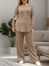 Load image into Gallery viewer, Round Neck Long Sleeve Top and Pants Lounge Set  (multiple color options)
