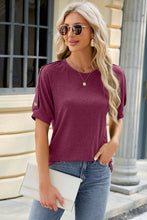 Load image into Gallery viewer, Button Bliss Round Neck Short Sleeve Top (multiple color options)
