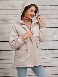 Drawstring Long Sleeve Hooded Jacket (multiple color options)