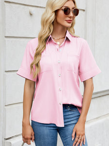 Collared Neck Short Sleeve Shirt (multiple color options)