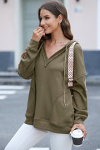 Load image into Gallery viewer, Exposed Seam V-Neck Drawstring Hoodie (multiple color options)
