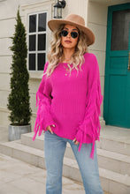 Load image into Gallery viewer, Ribbed Round Neck Fringe Detail Sweater (multiple color options)
