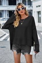 Load image into Gallery viewer, Round Neck Dropped Shoulder Slit Sweater (multiple color options)
