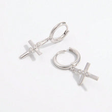 Load image into Gallery viewer, 925 Sterling Silver Zircon Cross Earrings
