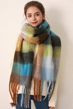 Load image into Gallery viewer, Thermal Fringe Contrast Plaid Scarf (multiple color options)
