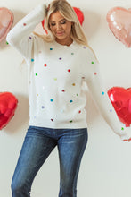 Load image into Gallery viewer, Heart Sequin Round Neck Long Sleeve Sweater
