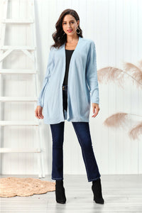 Cable-Knit Open Front Long Sleeve Cardigan (multiple color options)